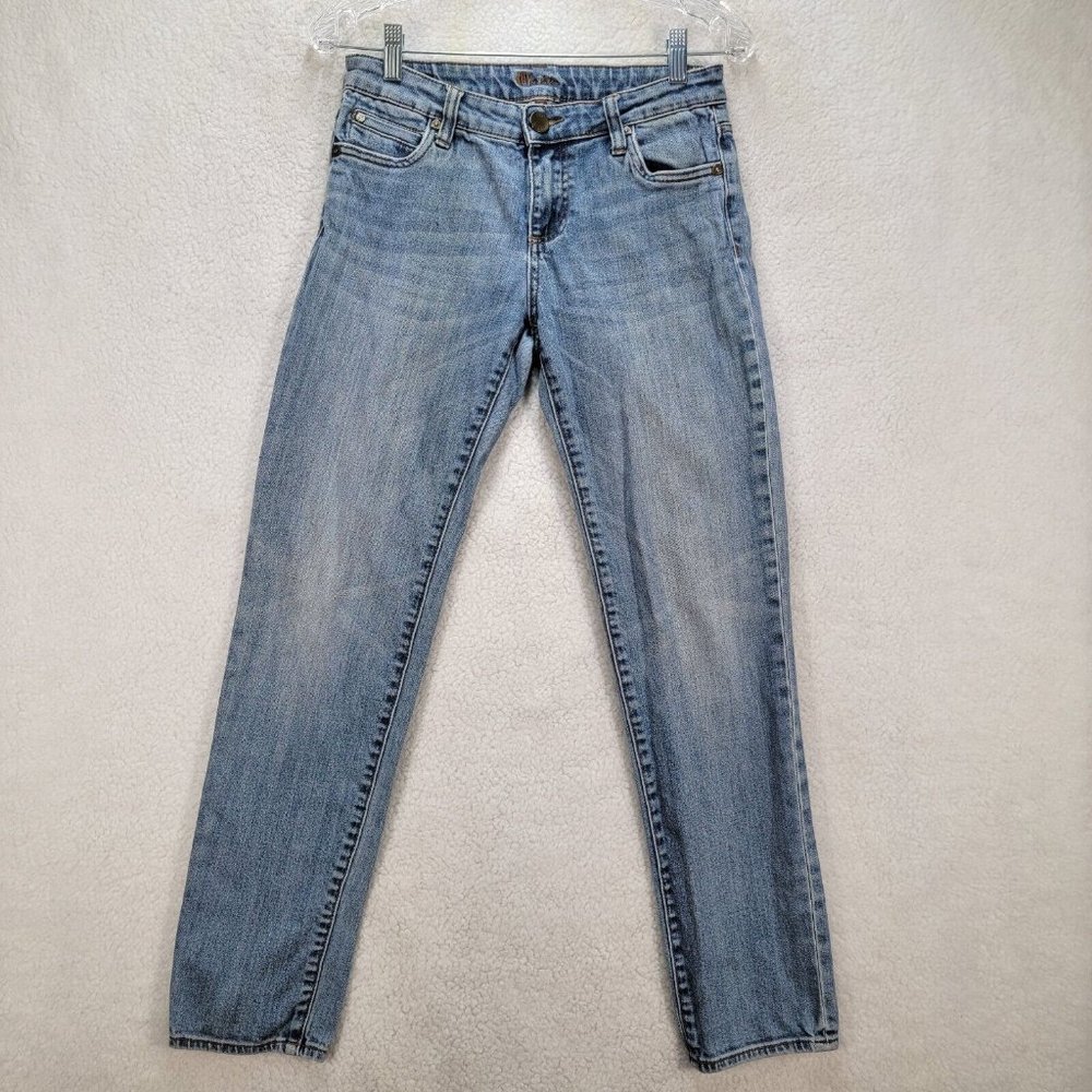 Kut From The Kloth Blue Denim Stretch Low Rise Slim Cigarette Ankle Skinny Jeans